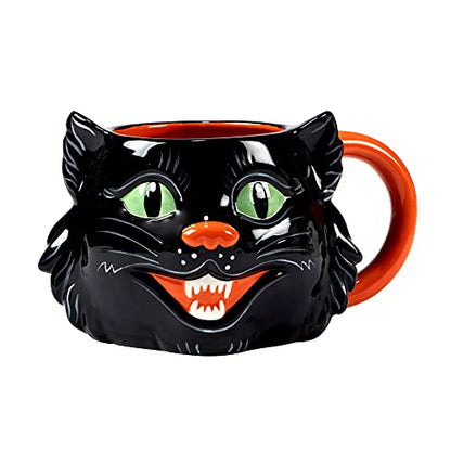 Scaredy Cat 3-D Ceramic Halloween Mugs, Set of 4 – Add spooky fun to your fall mornings with ghost, pumpkin, skull, and black cat designs, perfect for coffee, cocoa, or festive party drinks