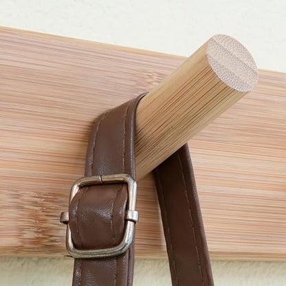 SKOLOO Wall Mounted Coat Rack 38", 10 Hooks, Bamboo, Shaker Style, Natural | Wood wall hooks, painted finish, 100-lb cap, entry/bath/bed, hanging backpack coat towel hat, long pegs, 16" stud spacing - color: Bamboo Gold, size: 38 inch
