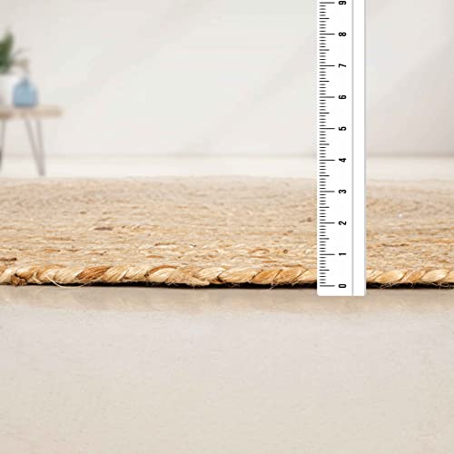Hausattire Jute Braided Round Rug, Natural, 3 ft | 100% natural jute, hand woven, reversible, boho farmhouse style, entryway/nursery/kitchen use - color: Natural, size: 3' (Round)