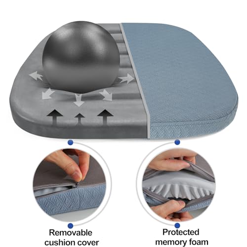 BUYUE Luxury 100% Pure Memory Foam Chair Cushion 1 Pack, Jacquard 16" U-Shape Comfortable Dining Chair Pad, Removable Slip Resistant Kitchen Chair Seat Cushion, (1 Piece, Sky Blue) - color: Sky Blue