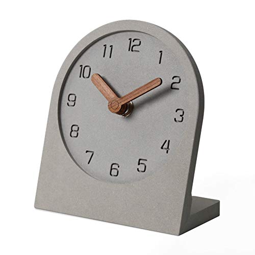 Wooden Silent Non-Ticking Battery Operated Decorative Small Mini Analog Modern Shelf Desk Table Mantel Clock for Home, Office, Living Room, Bed Room (Gray) - color: Gray