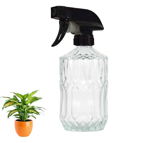 YYTSGG Clear Glass Handheld Spray Bottle, 15oz, Adjustable Mist Nozzle | Refillable Plant Mister Bottle, Water Spray Bottle for Indoor Flowers, Outdoor Gardening, Cleaning, Hair and Pets Care - color: Clear