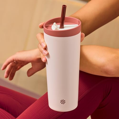 BlenderBottle Tumbler 2-in-1 Stainless Steel Shaker Cup 24 oz Sahara Sunset | Leak-Proof with Straw Removed | Blenderball Whisk Technology | Sip or Chug Spout | Protein | Greens | Hydration - color: Sahara Sunset, size: 24 Ounces
