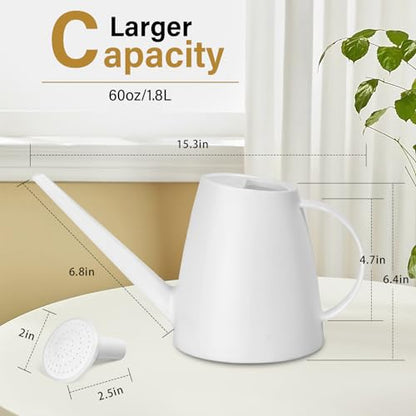 Plastic Watering Can - for Indoor and Outdoor House Plant Garden - with Long Spout - 1/2 Gallon - White - color: White