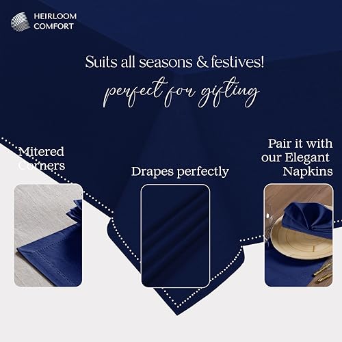 Indigo Blue 100% Cotton Tablecloth, Table Cover 52x70 Inch, Fits 4-6 Seats, Soft, Durable, Washable, Wrinkle Resistant, Rectangle Table Cloth for Dining, Birthdays, Summer Gatherings - color: Indigo Blue, size: 70" x 52" (Rectangular)