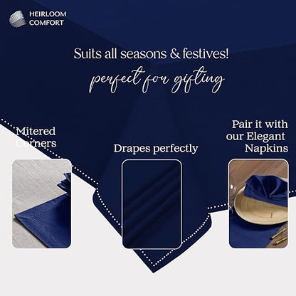 Indigo Blue 100% Cotton Tablecloth, Table Cover 52x70 Inch, Fits 4-6 Seats, Soft, Durable, Washable, Wrinkle Resistant, Rectangle Table Cloth for Dining, Birthdays, Summer Gatherings - color: Indigo Blue, size: 70" x 52" (Rectangular)