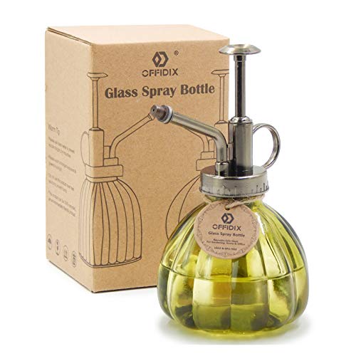 Plant Mister,Glass Spray Bottle Small Watering Can Indoor 6.3" Tall Vintage Pumpkin Style Plastic Top Pump One Hand Mister Spray Bottle for Indoor Potted Plants (Olive Green) - color: E-Olive Green