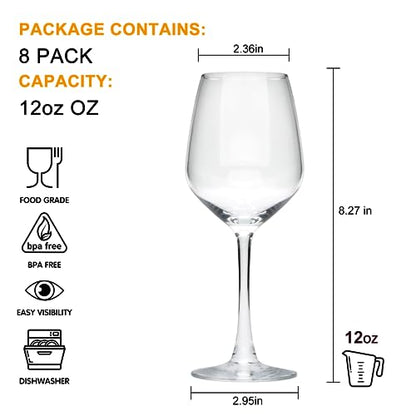 Wine Glasses Set of 8,12 oz Wine Glasses,for Red or White Wine | High-end Banquet,Wedding,Gift Goblets,Party,Bar,Anniversary,Housewarming - size: 12oz-8pcs