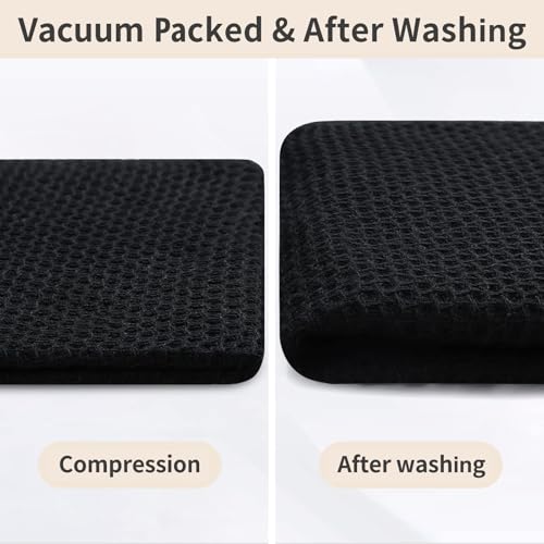 Homaxy 100% Cotton Waffle Weave Kitchen Dish Towels 9-Pack, Black | 13 x 28 Inches, Ultra Soft Absorbent Dish Towels, Quick Drying Cleaning Towels - color: Black, size: 13 x 28 - 9 Pack