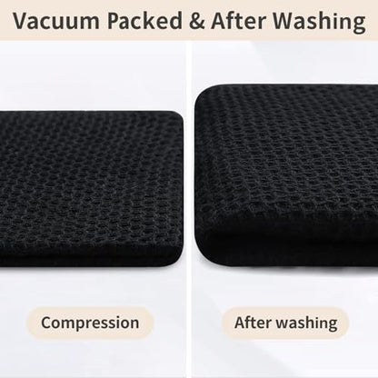 Homaxy 100% Cotton Waffle Weave Kitchen Dish Towels 9-Pack, Black | 13 x 28 Inches, Ultra Soft Absorbent Dish Towels, Quick Drying Cleaning Towels - color: Black, size: 13 x 28 - 9 Pack
