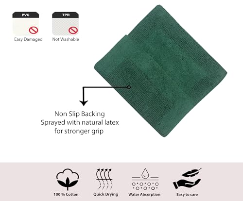 Home Weavers Luxury Collection 100% Cotton Reversible Bathroom Rugs Set, Washable Rug, Extra Soft and Absorbent Bath Rug, Kitchen Mat, 2 Piece Set(S+M), Bottle Green - color: Bottle Green, size: 2 Piece Set(S+M)