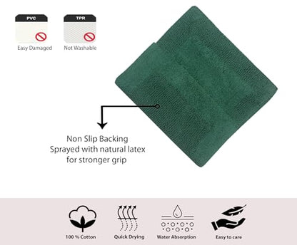Home Weavers Luxury Collection 100% Cotton Reversible Bathroom Rugs Set, Washable Rug, Extra Soft and Absorbent Bath Rug, Kitchen Mat, 2 Piece Set(S+M), Bottle Green - color: Bottle Green, size: 2 Piece Set(S+M)