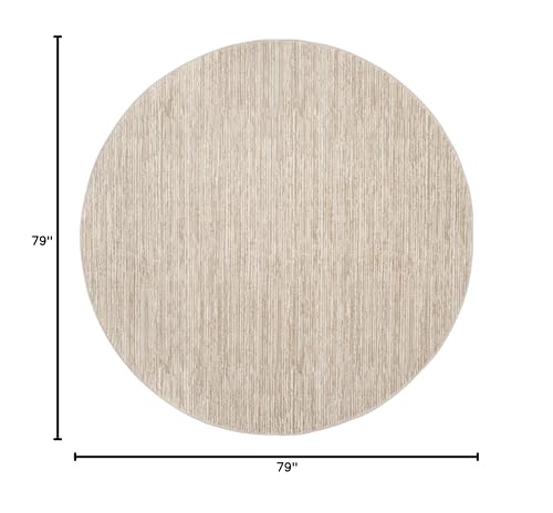 SAFAVIEH Vision Collection Area Rug - 6'7" Round, Cream, Modern Ombre Design, Non-Shedding & Easy to Clean, Ideal for Living Room, Bedroom, Dining Space (VSN606F) - color: Creme, size: 6'7" (Round)