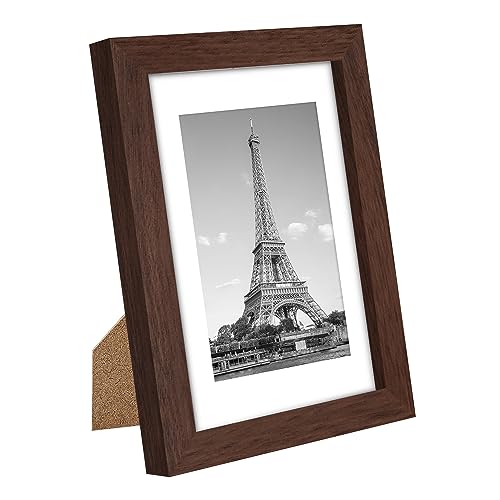 upsimples 4x6 Picture Frame Set of 10, Display Pictures 3.5x5 with Mat or 4x6 Without, Multi Photo Frames Collage for Wall or Tabletop Display, Brown | Small Frame Fit 3.5x5 and 4 x 6 Photos, Wall or Tabletop Display, For Gallery Hallway Living Room, For
