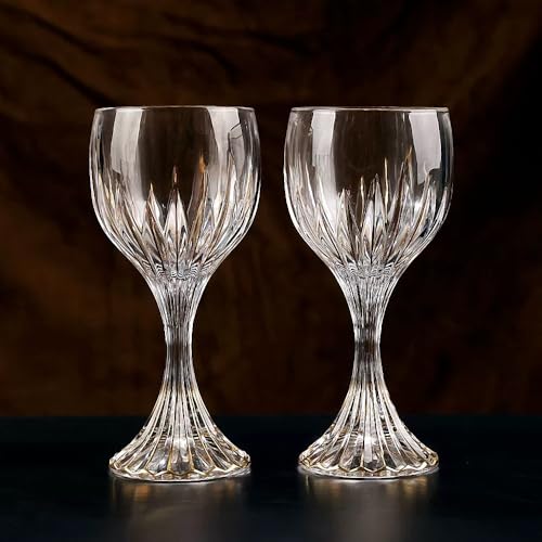 MAGCOLOR Hand Painted Gold Wine Glass Crystal Cup Set of 2,Wine Glass Tumbler-7.3 inch tall-Classic Durable Red/White Wine Glasses For Party.