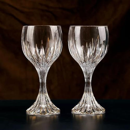 MAGCOLOR Hand Painted Gold Wine Glass Crystal Cup Set of 2,Wine Glass Tumbler-7.3 inch tall-Classic Durable Red/White Wine Glasses For Party.