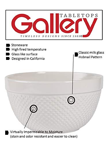 Tabletops Gallery Hobnail Style 4 Piece Classic White Stoneware Nesting Mixing Bowl Set for Baking and Cooking - color: White