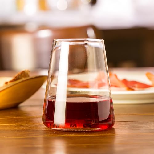 Stölzle Lausitz Stemless Red Wine Glass Power Set of 4, 17.5 oz – Modern Stemless Wine Glasses for Maximum Aroma – Flat Red Wine Glasses in Crystal Glass–Dishwasher & Break-Resistant, Made in Germany - size: 4 Pieces (1 Pack)