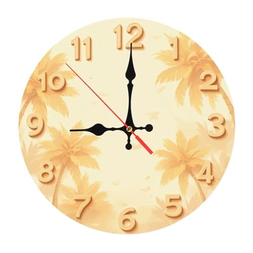 Golden Palms Minimalist Wooden Wall Clock 25cm*25cm
