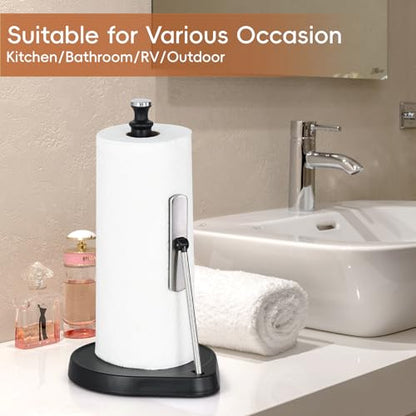Dailyart Paper Towel Holder Countertop with One Hand Tear, Tension Arm - color: Matte Black