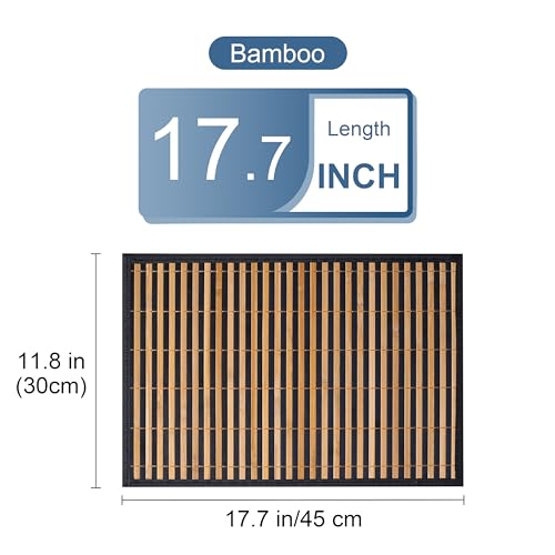 LOVECASA Placemats Set of 6, Bamboo Table Mats Set with Leaf Pattern, 18'' × 12'' Woven Placemat, Washable Heat-Resistant Place Mats for Kitchen, Black Leaf - color: Black