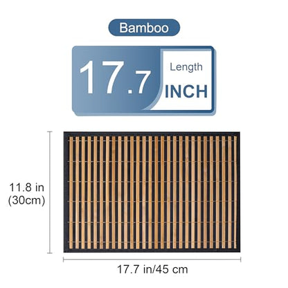 LOVECASA Placemats Set of 6, Bamboo Table Mats Set with Leaf Pattern, 18'' × 12'' Woven Placemat, Washable Heat-Resistant Place Mats for Kitchen, Black Leaf - color: Black