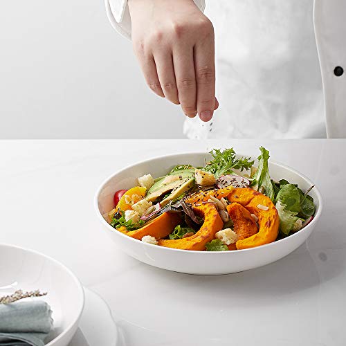 Y YHY Pasta Bowls 32oz, Ceramic Large Salad Serving Bowls, White Pasta Bowls Set, Shallow Soup Bowl Set of 4, Microwave & Dishwasher Safe - size: 8.5 inches