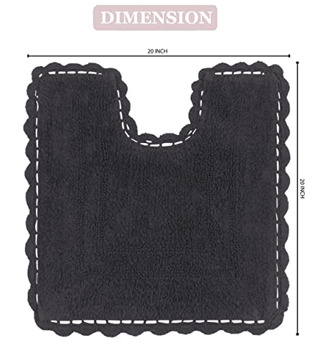 Home Weavers Casual Elegance Reversible Bathmat 100% Cotton Bathroom Rugs Set, Washable Rug, Thick Extra Soft and Absorbent Bath Rug, Kitchen Mat, Bath Mat Set, Non Slip Mat, 20"x20" Contour, Gray - color: Grey, size: 1'8" x 1'8" (Contour)