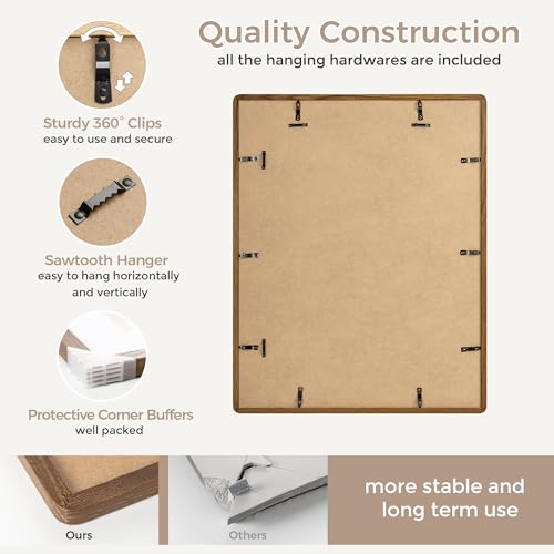 22x28 Poster Frame | Solid Oak Wood Picture Frame With Mat For 18x24 | Tempered Glass and Hanging Hardware Included | Puzzle Frame (Walnut, 1 Pack) - color: Walnut, size: 22''x28''-1P