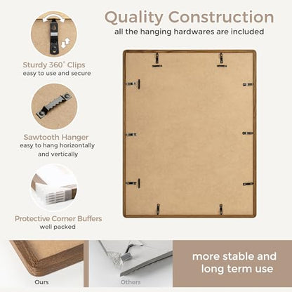 22x28 Poster Frame | Solid Oak Wood Picture Frame With Mat For 18x24 | Tempered Glass and Hanging Hardware Included | Puzzle Frame (Walnut, 1 Pack) - color: Walnut, size: 22''x28''-1P