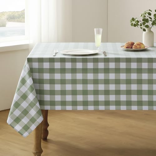 Checkered Tablecloth Rectangle Waterproof Gingham Table Cloth Washable Buffalo Plaid Table Cover Wrinkle Free for Kitchen, Dining and Outdoor Picnic, 60 x 102 Inch, Sage Green and White - color: Sage Green and White, size: 102" x 60" (Rectangular)