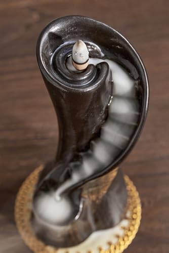 Unique Cloud Stairs Ceramic Waterfall Incense Holder, Paired with a Pack of Backflow Incense Cones. (Metallic) - color: Metallic