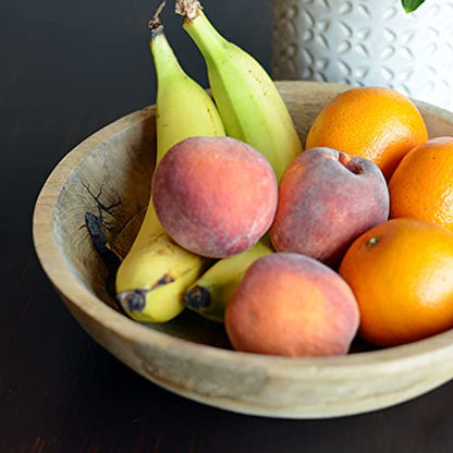 WHW Whole House Worlds Tree of Life Embellished Mango Wood Bowl, Handcrafted, Incised Details, Durable Lacquered Finish, 9.75 W x 2.75 H inches, 1.5 lbs
