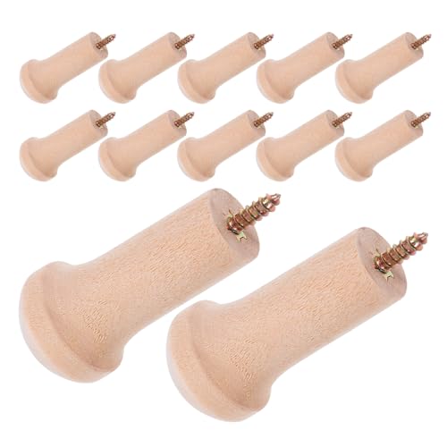 Garneck 12pcs Wooden Wall Hooks for Towel Hanging Unfinished Wood Shaker Peg Rail Hooks with Screws for Home Coat and Hat Storage