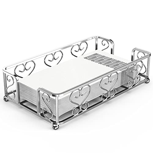 Guest Towel Holder Tray for Bathroom Countertop, Silver Napkin | Guest Bathroom, Powder Room & Vanity Use - color: E - Silver Guest Towel Holder Tray, size: Guest Towel Holder