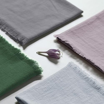 Handmade Cloth Napkins 100% Cotton Napkins with Fringe，Delicate Handmade Cloth Napkins for Dinners, Parties, Weddings and More，18 x 18 Inch Set of 4 - Light Grey - color: Light Gray