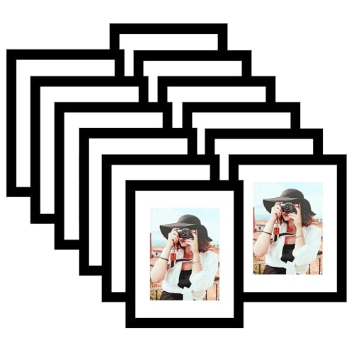 8.5x11 Picture Frame Set of 12, Modern Gallery Wall Frames, Black | Fits 6x8 With Mat or 8.5x11 Without Mat, Shatterproof Cover, Horizontal or Vertical Wall Mounting, Tabletop, Photo Collage - color: Black, size: 8.5x11