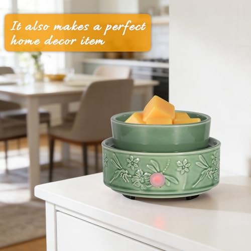 Green Wax Melt Warmer for Scented Wax 3-in-1 Ceramic Wax Warmer | Fragrances Candle Oils, Home Fragrance Burner,Electric Candle Warmer for Mom Women(Dragonfly) - color: Green Dragonfly