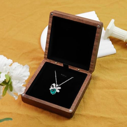 KUMGROT Walnut Wood Necklace Box Pendant Necklace Gift Box | Jewelry Gift Boxes with Velvet Soft Interior Holder for Necklaces Wedding, Romantic Proposal Gift Box, Jewelry Display Case - style: Jewelry Box