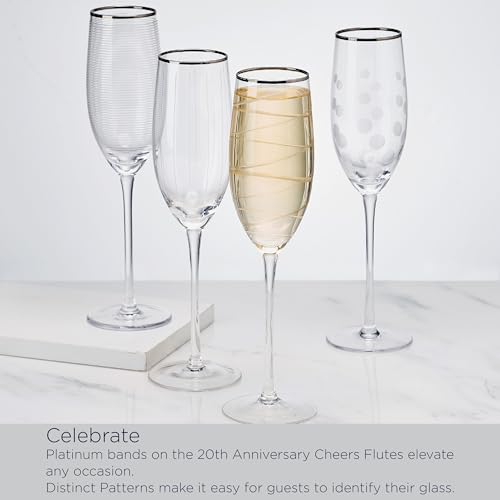Mikasa Cheers Set of 4 Platinum Rim Champagne Flutes, 8 Ounce - style: Platinum Rim Champagne Flute