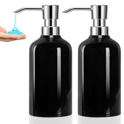 Ceramic Soap Dispenser Bathroom, 2 Pcs 16.9oz Hand Soap Dispenser for Kitchen, Hotel - color: Black-silver, size: 2pcs