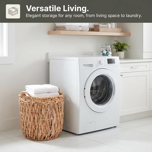 Household Essentials Brown Tall Round Wicker Storage Basket 19'' x 25'' - color: Natural Banana Leaf