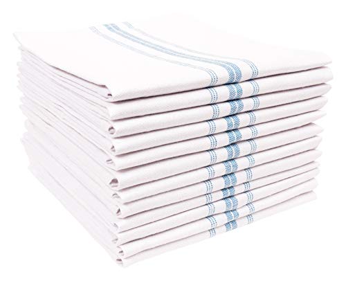 KAF Home Classic Farmhouse Stripe Kitchen Towels, Pure Cotton Dish Towels, Towel Dish Cloths for Cooking, Cleaning, and Dining, Set of 12, Teal - color: Teal