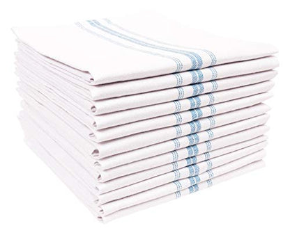 KAF Home Classic Farmhouse Stripe Kitchen Towels, Pure Cotton Dish Towels, Towel Dish Cloths for Cooking, Cleaning, and Dining, Set of 12, Teal - color: Teal