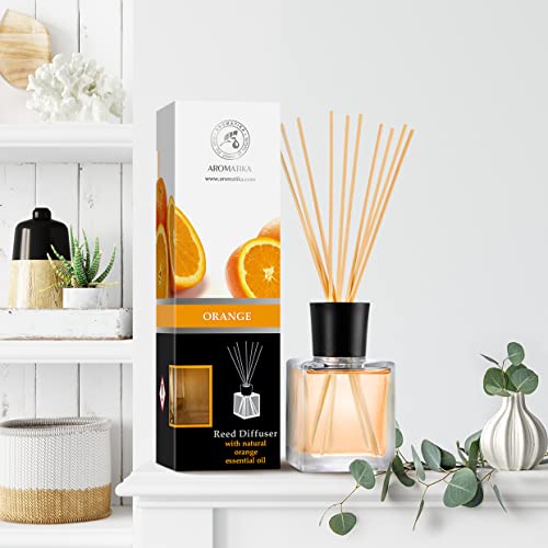 Orange Diffuser 6.8 Fl Oz - Fresh Room - Long Lasting Fragrance - Scented Reed Diffuser - Diffuser Gift Set - Best for Aromatherapy - Home