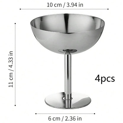 choxila Ice Cream Bowls 4pcs – Elegant Stainless Steel Dessert Cups, Footed Bowl for Ice Cream, Trifle, and More – Perfect for Parties, Weddings, and Home Use - color: Stainless Steel