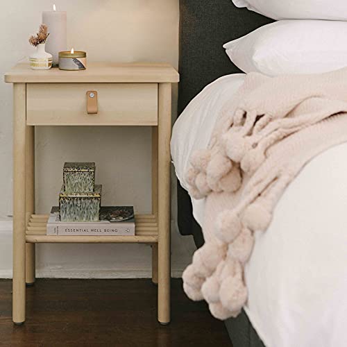 Main + Mesa Woven Cotton Pom Pom Throw - color: Blush