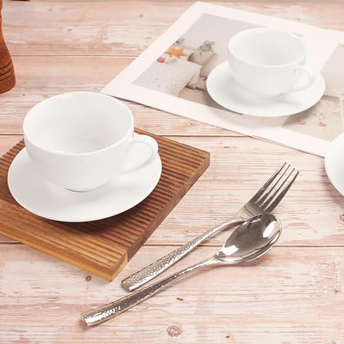 Coffee Mugs Set,Ceramic Tea Cup with saucer, Espresso Cups 8-piece, Stackable Cups, for Latte,Hot Tea,Cappuccino, Mocha, Cocoa, dishwasher, oven, microwave safe, Best gift, 12 Oz(350ML)