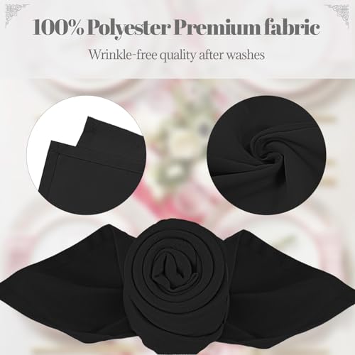 PLOYMONO Black Cloth Napkins - 8 Pack 17" x 17" Washable Polyester Napkins | Heavy Duty 180 GSM Cloth Napkins with Hemmed Edges - Great for Restaurants, Weddings, Parties, Banquets Dinner - color: Black