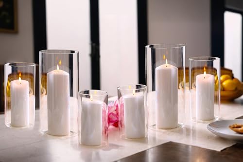 PHOSPHOR Hurricane Candle HoldersFor Pillar Candle Clear Glass Cylinder Centerpieces Vases Table Decoration Centerpiece Floral Room Decor Clear Seeded Bubbles Living Dining Kitchen 6 Pieces - color: Clear 6pcs